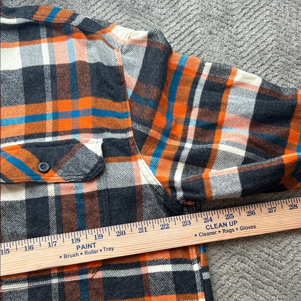 Patagonia Organic Cotton Plaid Shirt - Orange, Blue, and Gray Size Large - Picture 9 of 12